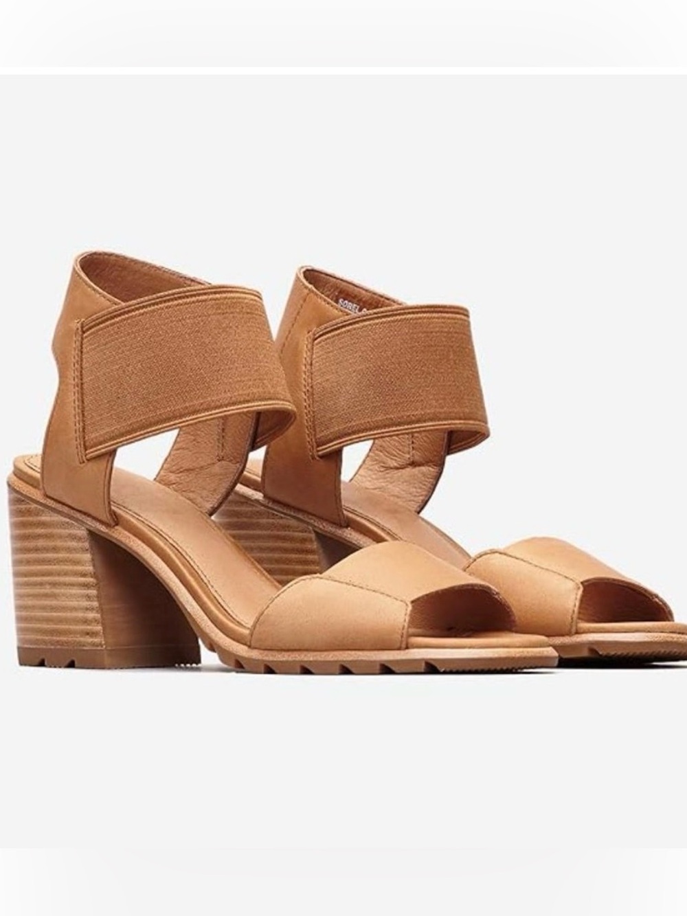 Sorel Nadia Block Heel Sandals with Elastic Ankle Strap Size 6.